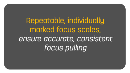 Repeatable, individually marked focus scales, ensure accurate, consistent focus pulling