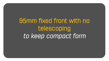 95mm fixed front with no telescoping to keep compact form