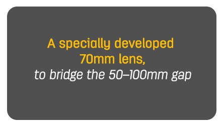 Key Features - 4. A specially developed 70mm lens to bridge the 50–100mm gap