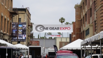 Tents setting up for a tradeshow